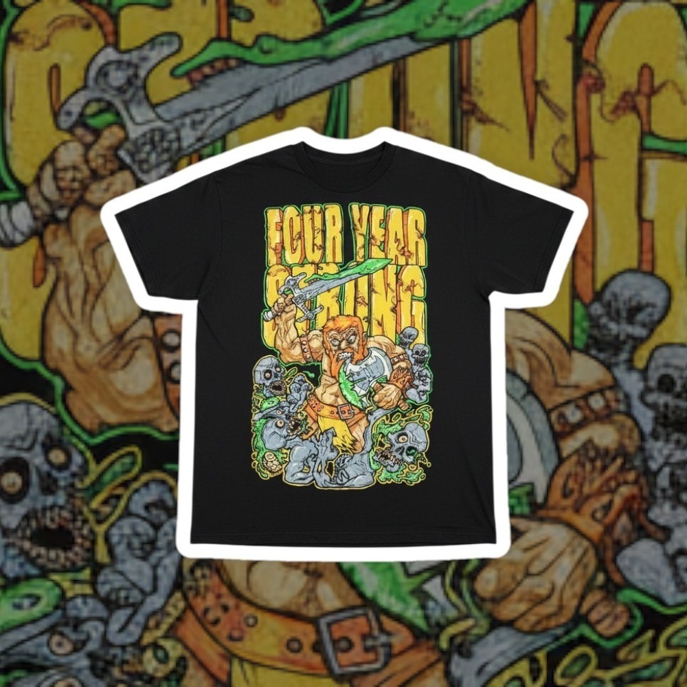 Four Year Strong Gladiator Band Tee Black Graphic Pop Punk Rock T-Shirt Medium
